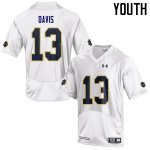 Notre Dame Fighting Irish Youth Avery Davis #13 White Under Armour Authentic Stitched College NCAA Football Jersey IAU6299NJ